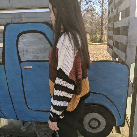 Miroh Striped Sweater w/ Contrast Sleeves - Picture 3 of 6